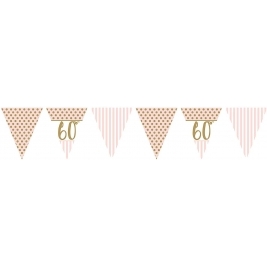 Pink Chic Age 60 Metallic Print Flag Bunting