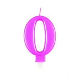 Pink Metallic Number 0 Candle