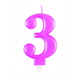 Pink Metallic Number 3 Candle