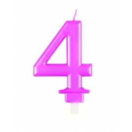 Pink Metallic Number 4 Candle