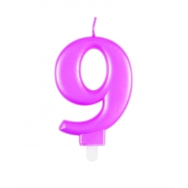 Pink Metallic Number 9 Candle