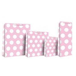 Pink Polka Dots Bottle Gift Bag - Pack of 4