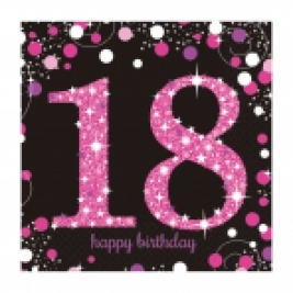 Pink Sparkling Sparkling Celebration  18th Birthday Luncheon Napkins 33cm