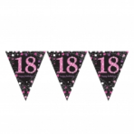 Pink Sparkling Sparkling Celebration  18th Prismatic Pennant Banner 4m