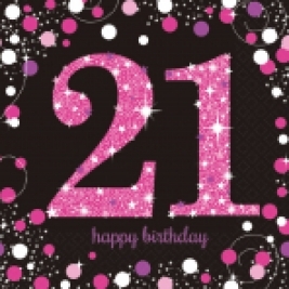 Pink Sparkling Sparkling Celebration  21st Birthday Luncheon Napkins 33cm