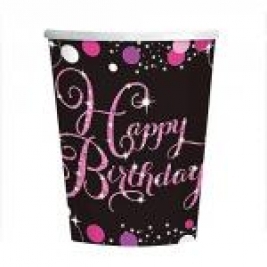 Pink Sparkling Sparkling Celebration  Happy Birthday Cups 266ml