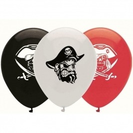 Pirate Party Mix Latex Balloons 2 Sided Print 6pk