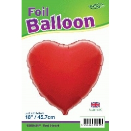 Red Heart Shaped Foil Balloon 18"