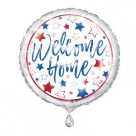 Red White Blue Welcome Home Round 18 Inch  Foil Balloon 