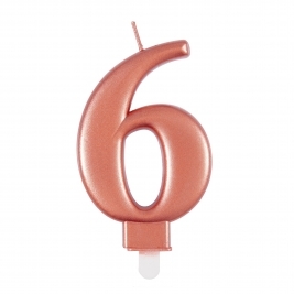 Rose Gold Metallic Number 6 Candle