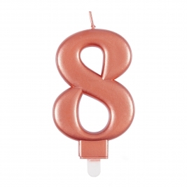 Rose Gold Metallic Number 8 Candle