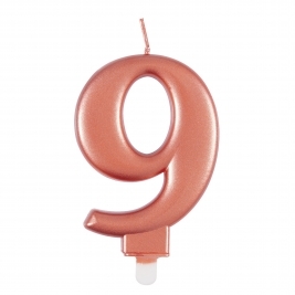 Rose Gold Metallic Number 9 Candle