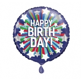 Round Shooting Star Happy Birthday 18 Inch Foil Balloon
