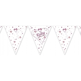 Ruby Anniversary Metallic Print Flag Bunting - 12 ft