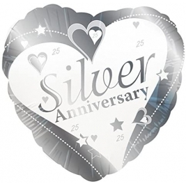 Silver Anniversary Foil Balloon 18"