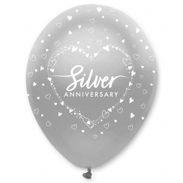 Silver Anniversary Latex Balloons All Round Print