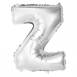 Silver Letter Z Shaped Foil Balloon 14 Inch