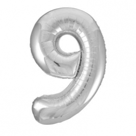 Silver Number 9 Foil Balloon - 34"