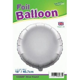 Silver Round Shaped Foil Balloon 18"