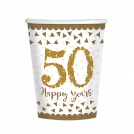 Sparkling Golden Anniversary Paper Cups 266ml