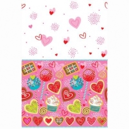 Sweet Valentine Rectangular Plastic Table Cover 54"x84"