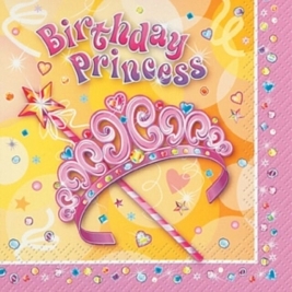 Unique Party Pretty Princess Paper Napkins, Pack of 16 - 25652