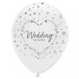 Wedding Wishes Pearlescent Latex Balloons All Round Print