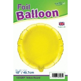 Yellow Round Shaped Foil Balloon 18"
