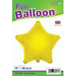 Yellow Star Shaped Foil Balloon 19"
