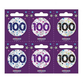 Age 100 Small Badges Pack of 6