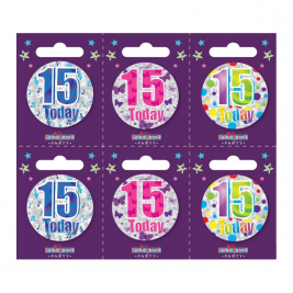 Age 15 Small Badges Pack of 6