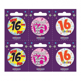 Age 16 Small Badges Pack of 6