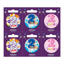 Age 2 Small Badges Pack of 6