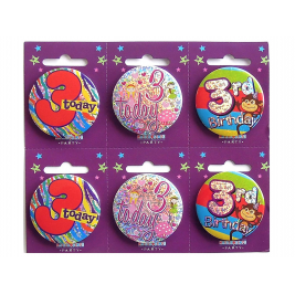 Age 3 Small Badges Pack of 6