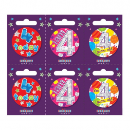 Age 4 Small Badges Pack of 6