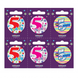Age 5 Small Badges Pack of 6