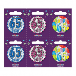 Age 65 Small Badges Pack of 6