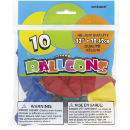 Assorted Colour 12" Pearlised Latex Balloons (10pk)