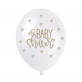 BABY SHOWER GOLD COLOR PRINTED BALLOONS  PACK OF 5