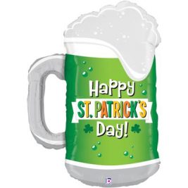 Betallic 34" Shape St Patricks Day Green Beer Foil Balloon