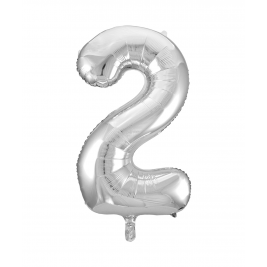 Black & Silver Glitz Foil Gaint Helium Balloon Number 2 - 34"