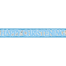 Blue Christening Prism Foil Banner 12ft