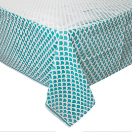 Carinnean Teal Plastic Tablecover 54" x 108"