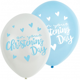 Christening Blue Latex Balloons 11" - 6 PK