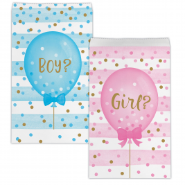 Gender Reveal Balloons Paper Treat Bag  Medium