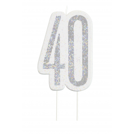 Giltter 40th BIRTHDAY Candles Set