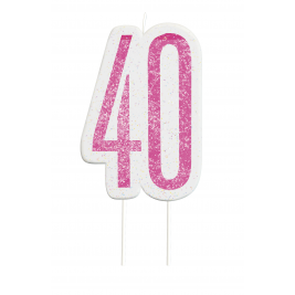 Giltter 40th BIRTHDAY Candles Set