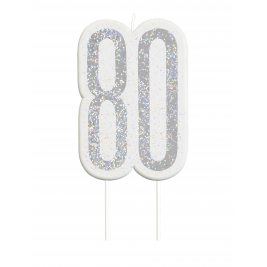 Giltter 80th BIRTHDAY Candles Set