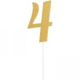 Gold Color  Glitter "Four" Number Cake Topper