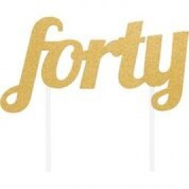 Gold Color Glitter   Letters "Fourty"  Cake Topper